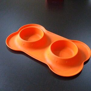 🐾Silicone Double Pet Bowl - Bright Orange